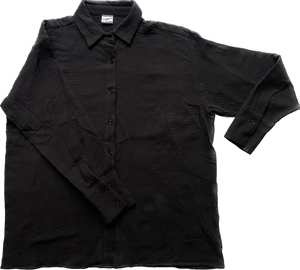 Button-up Long Sleeve Shirt - Black